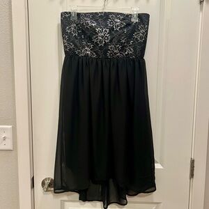 Vanity - Strapless Black Dress with Silver Pattern